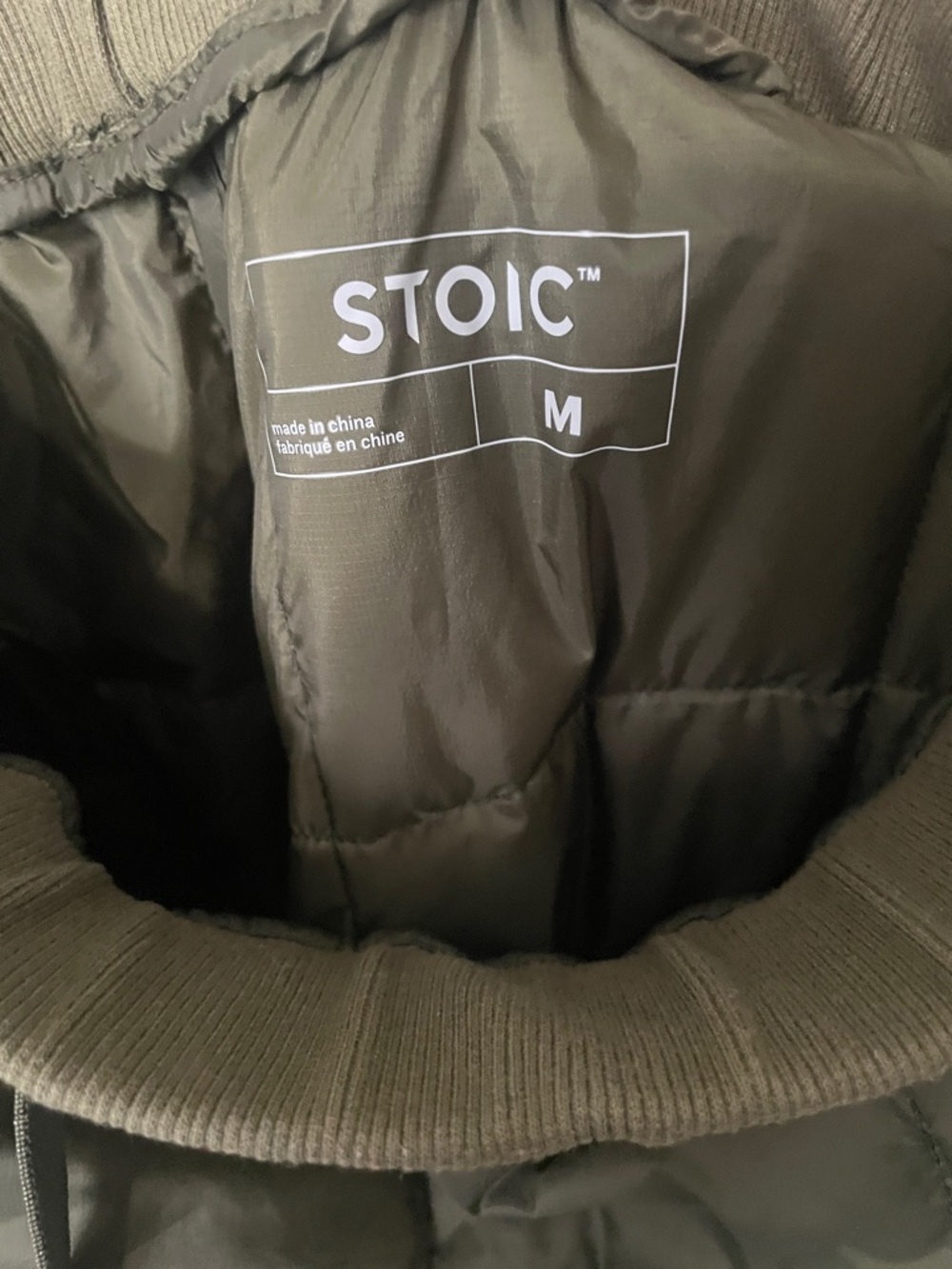 Quilted Olive Green Men's Joggers - Lightweight Puffer Sweatpants - Picture 4 of 4